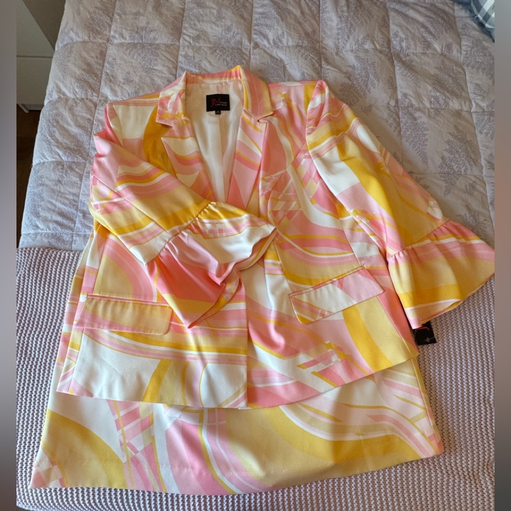 JM Collection Pink and Yellow Suit